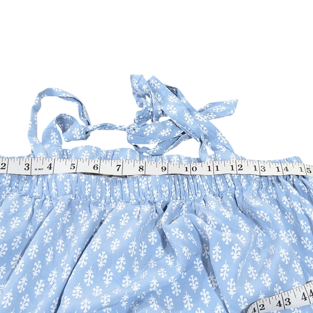 Old Navy Boho Floral Crop Tank Top M Light Blue Bow Back Women's Flowy - Picture 3 of 6